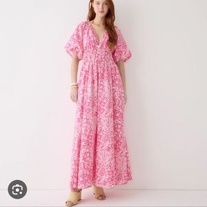 J. Crew Open-Back Smock-Waist Dress in Pink Mermaid Floral